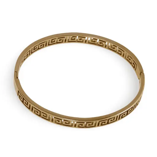Bratara din cupru placat cu aur galben 18k fixa, model grecesc, imagine 2
