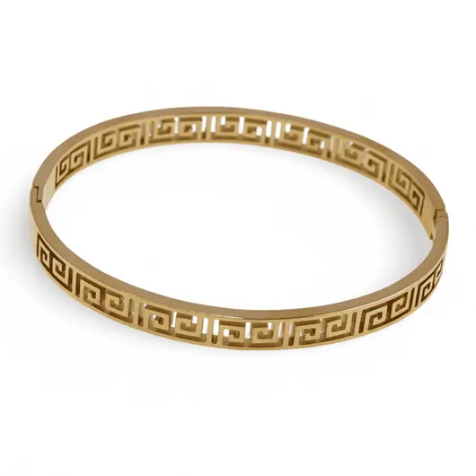 Bratara din cupru placat cu aur galben 18k fixa, model grecesc