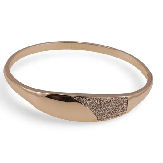 Bratara din cupru placat cu aur roz 18k fixa, clasica cu zirconii
