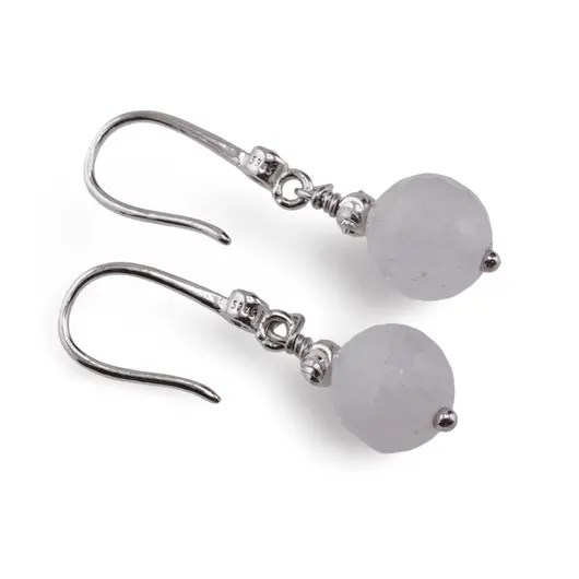 Cercei cu agatatoare Acvamarin sfere fatetate cu Argint 925, 8mm