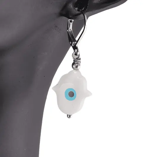 Cercei cu agatatoare Hamsa din Sidef, imagine 3