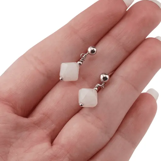 Cercei cu surub Piatra Lunii romb cu Argint 925, 8mm, imagine 3
