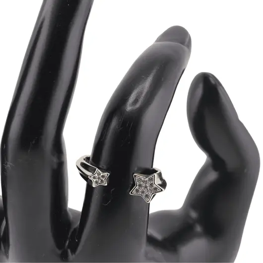 Inel reglabil Cupru placat cu Aur galben 14k cu doua stelute asimetrice, imagine 3