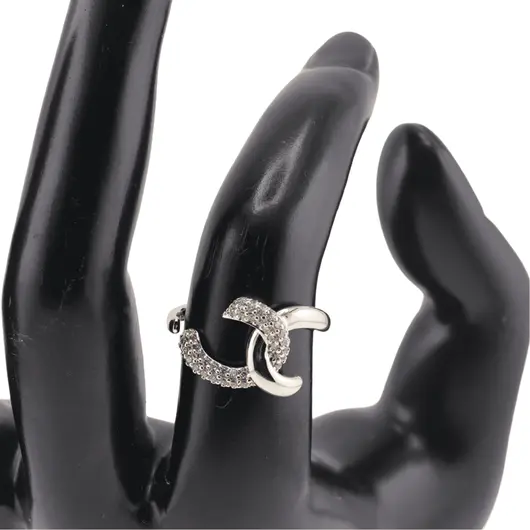 Inel reglabil Cupru placat cu Aur galben 14k, model serpuit cu zirconiu, imagine 3