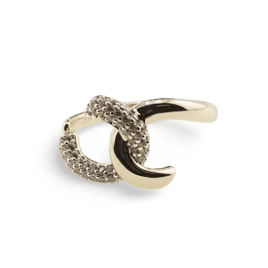 Inel reglabil Cupru placat cu Aur galben 14k, model serpuit cu zirconiu