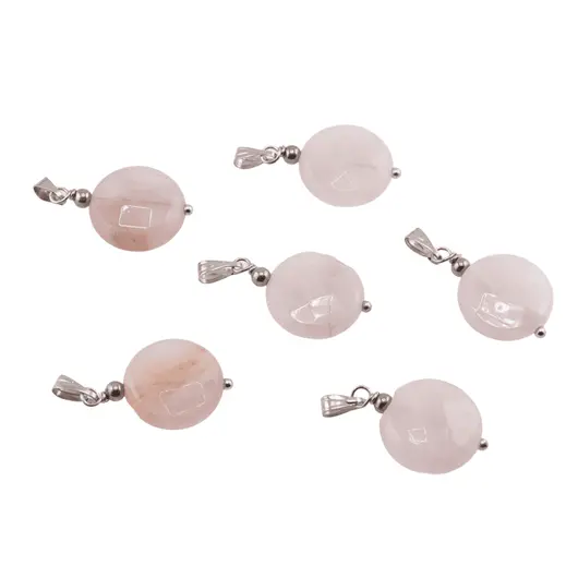 Pandantiv Cuart roz banut fatetat cu bumb, 15mm, imagine 2