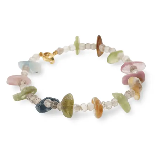 Bratara Cuart fumuriu si Turmalina multicolora, 4-12mm, imagine 2