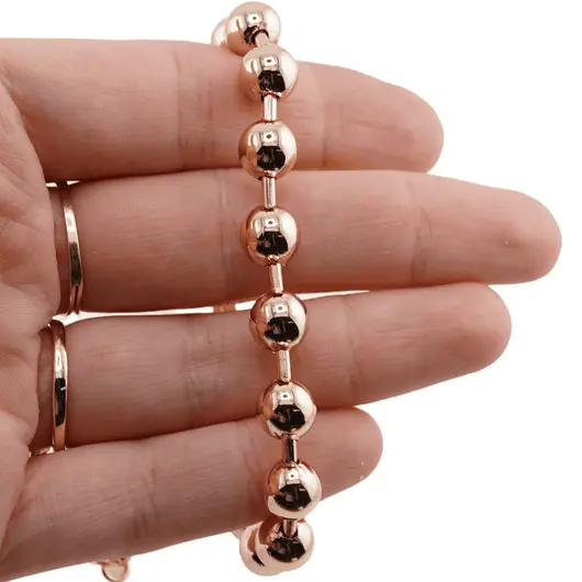 Bratara din cupru placat cu aur roz 18k cu bumbi, 8mm, imagine 3