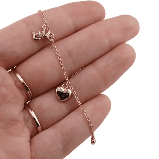 Bratara din cupru placat cu aur roz 18k LOVE, imagine 3