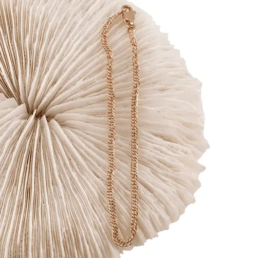 Bratara din cupru placat cu aur roz 18k, model lantisor impletit, imagine 2