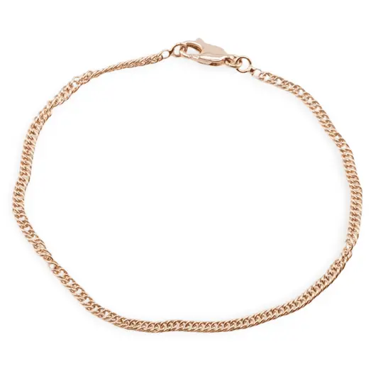 Bratara din cupru placat cu aur roz 18k, model lantisor impletit