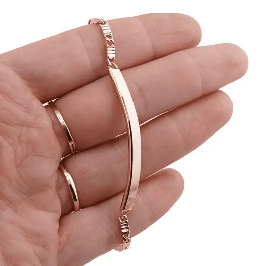 Bratara din cupru placat cu aur roz 18k, model Valentino cu tablita, imagine 3