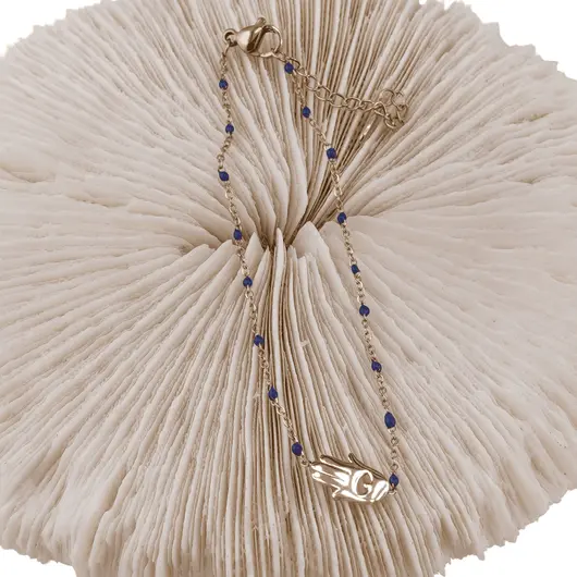 Bratara din inox placat cu aur galben 18k, model Hamsa, imagine 2