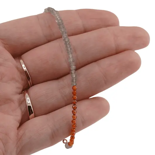 Bratara Labradorit discuri fatetate si granat Hessonit sfere fatetate, 2-3mm, imagine 4