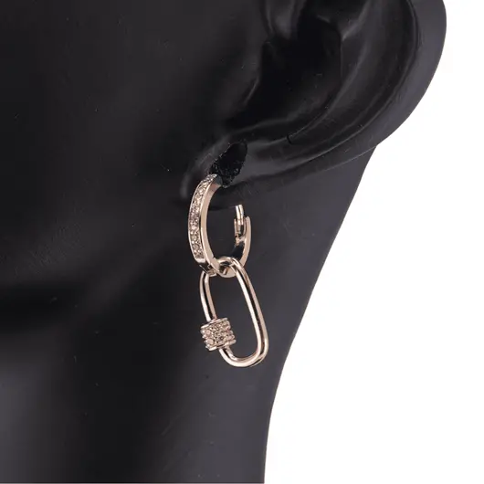 Cercei din cupru placat cu aur roz 14k model geometric, imagine 2