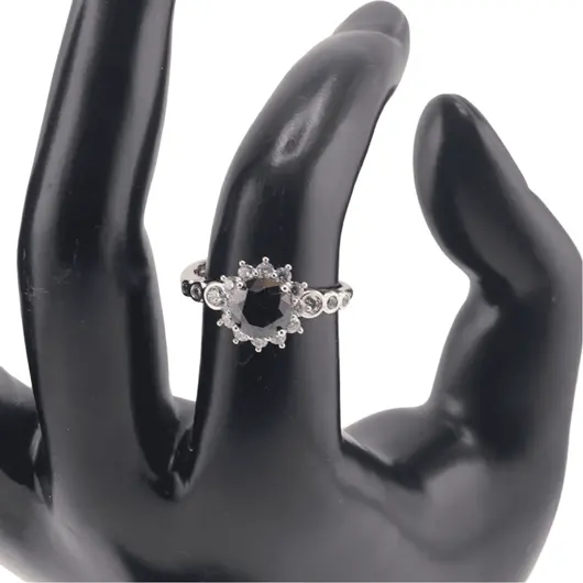 Inel reglabil Cupru placat cu Aur galben 14k, model clasic cu zirconiu alb si rosu, imagine 3