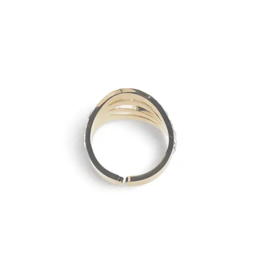 Inel reglabil Cupru placat cu Aur galben 14k, model fantesia cu zirconiu, imagine 2