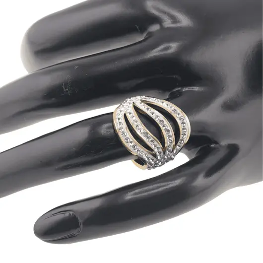 Inel reglabil Cupru placat cu Aur galben 14k, model fantesia cu zirconiu, imagine 3
