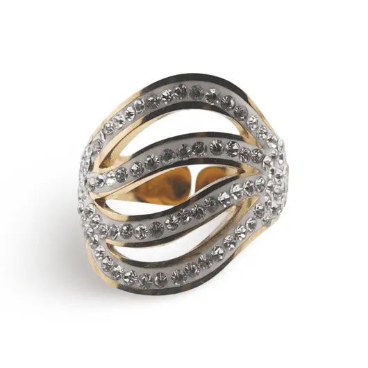 Inel reglabil Cupru placat cu Aur galben 14k, model fantesia cu zirconiu