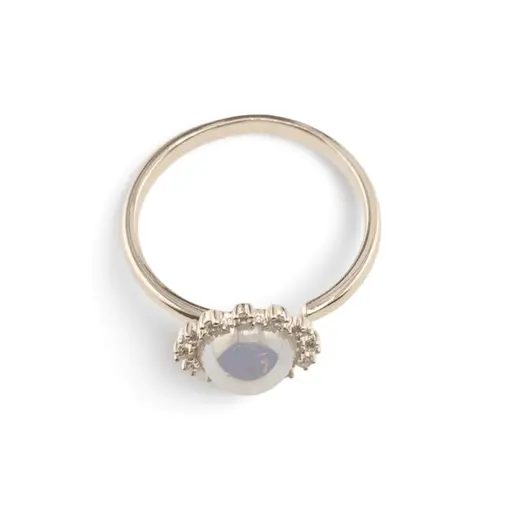 Inel reglabil Cupru placat cu Aur galben 14k, model rotund cu perla si zirconiu, imagine 2