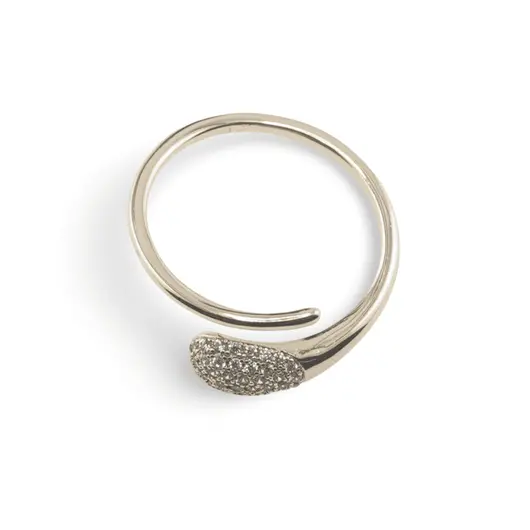 Inel reglabil Cupru placat cu Aur galben 14k, model serpuit bombat cu zirconiu, imagine 2