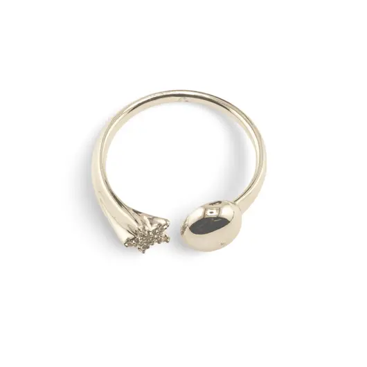 Inel reglabil Cupru placat cu Aur galben 14k, model sfera si stea cu zirconiu, imagine 2