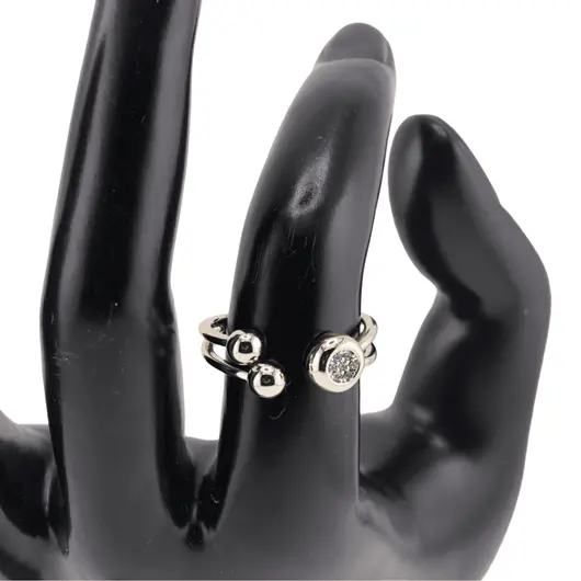 Inel reglabil Cupru placat cu Aur galben 14k, pe doua randuri cu trei sfere, imagine 3