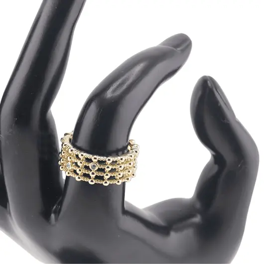 Inel reglabil Cupru placat cu Aur galben 14k, pe patru randuri cu bumbi - mare, imagine 3