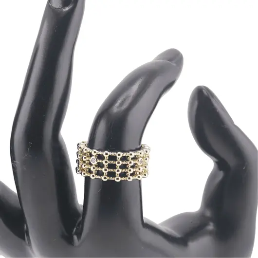 Inel reglabil Cupru placat cu Aur galben 14k, pe patru randuri cu bumbi - mic, imagine 3