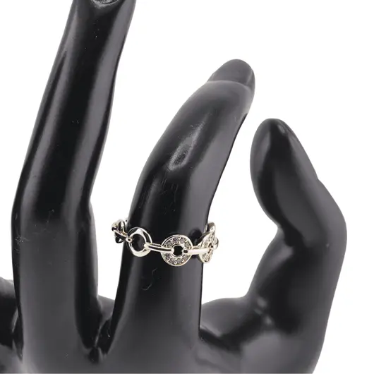 Inel reglabil Cupru placat cu Aur galben 14k, zale rotunde cu zirconiu, imagine 3