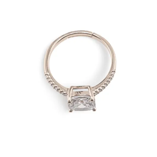 Inel reglabil Cupru placat cu Aur roz 14k, model clasic cu zirconiu alb, imagine 2