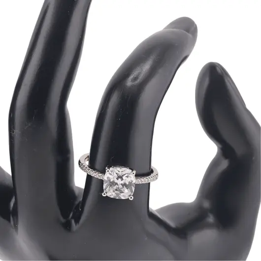 Inel reglabil Cupru placat cu Aur roz 14k, model clasic cu zirconiu alb, imagine 3