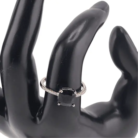 Inel reglabil Cupru placat cu Aur roz 14k, model clasic cu zirconiu albastru, imagine 3