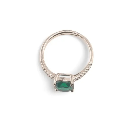 Inel reglabil Cupru placat cu Aur roz 14k, model clasic cu zirconiu verde, imagine 2