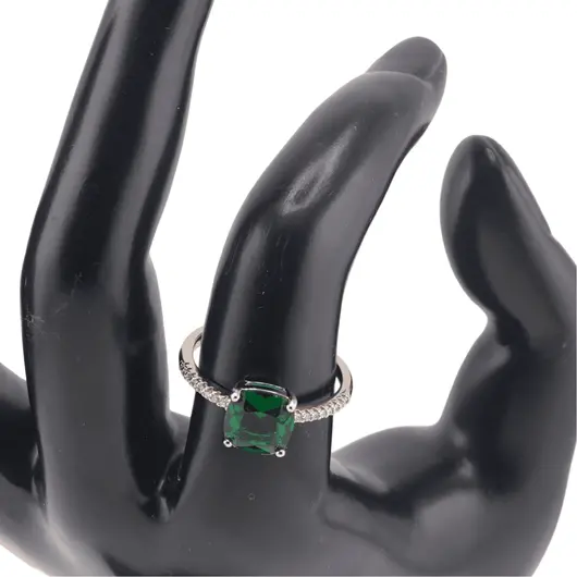 Inel reglabil Cupru placat cu Aur roz 14k, model clasic cu zirconiu verde, imagine 3