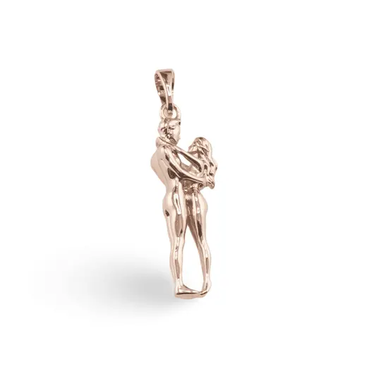 Pandantiv cupru placat cu aur roz 14k, model cuplu