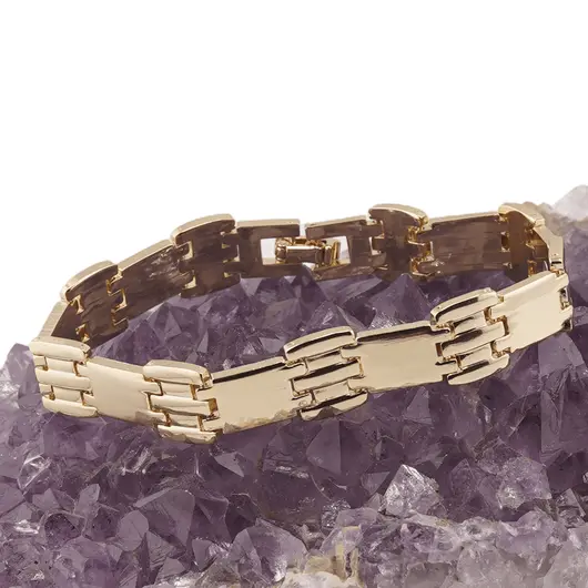 Bratara din cupru placat cu aur galben 18k lata, model curea, imagine 2