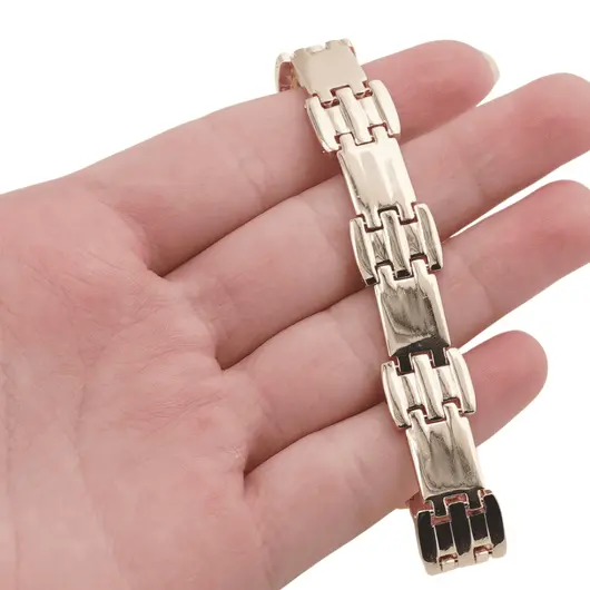 Bratara din cupru placat cu aur galben 18k lata, model curea, imagine 3