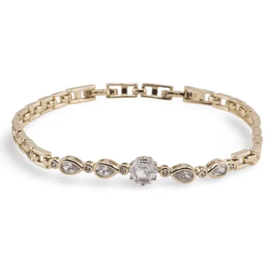 Bratara din cupru placat cu aur galben 18k, model box cu zirconii picatura