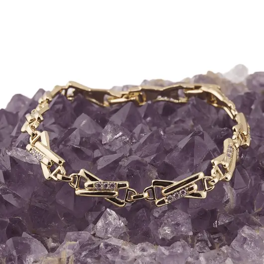 Bratara din cupru placat cu aur galben 18k, model clepsidra, imagine 2