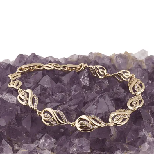 Bratara din cupru placat cu aur galben 18k, model flacara, imagine 2
