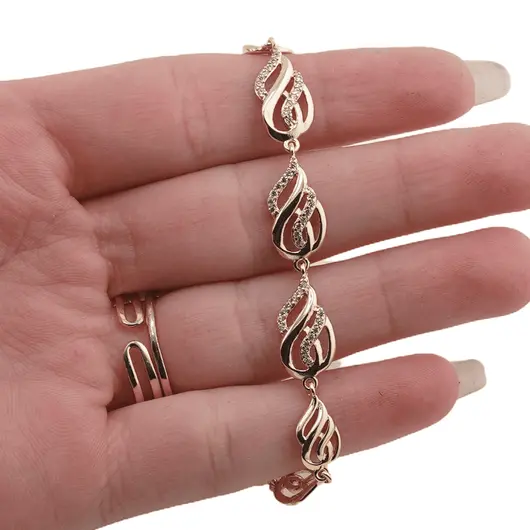 Bratara din cupru placat cu aur galben 18k, model flacara, imagine 3
