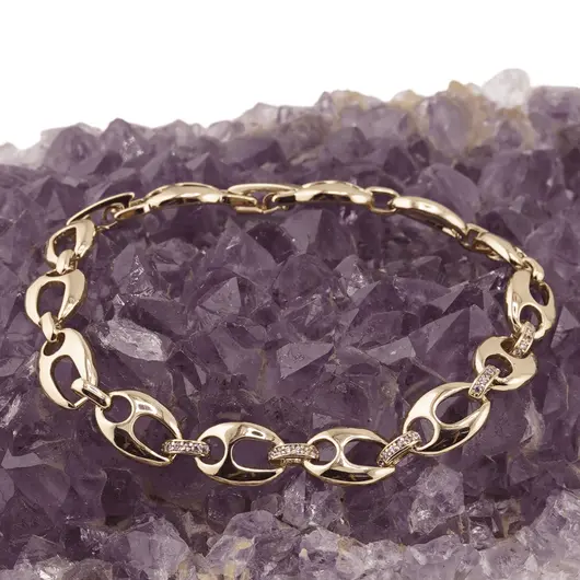 Bratara din cupru placat cu aur galben 18k, model hollow, imagine 2
