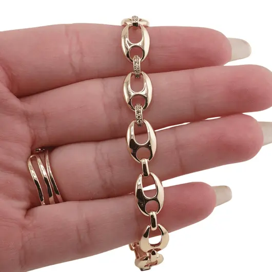 Bratara din cupru placat cu aur galben 18k, model hollow, imagine 3