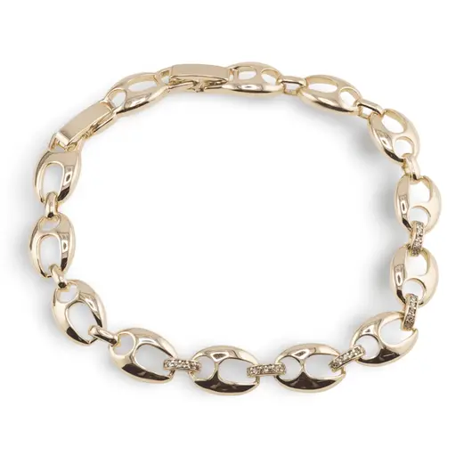 Bratara din cupru placat cu aur galben 18k, model hollow