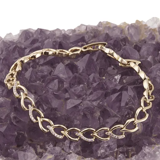 Bratara din cupru placat cu aur galben 18k, model inimioare, imagine 2