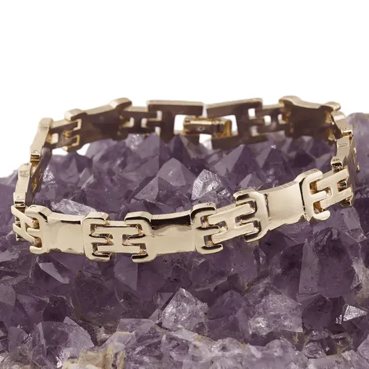 Bratara din cupru placat cu aur galben 18k, model litera H, imagine 2
