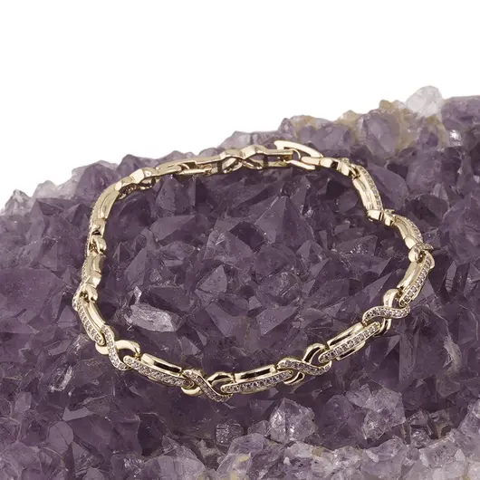 Bratara din cupru placat cu aur galben 18k, model litera X, imagine 2
