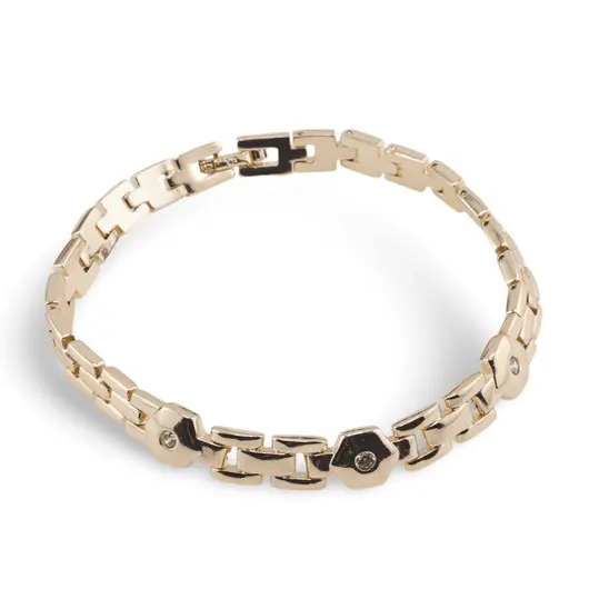 Bratara din cupru placat cu aur galben 18k, model panther cu elemente hexagonale