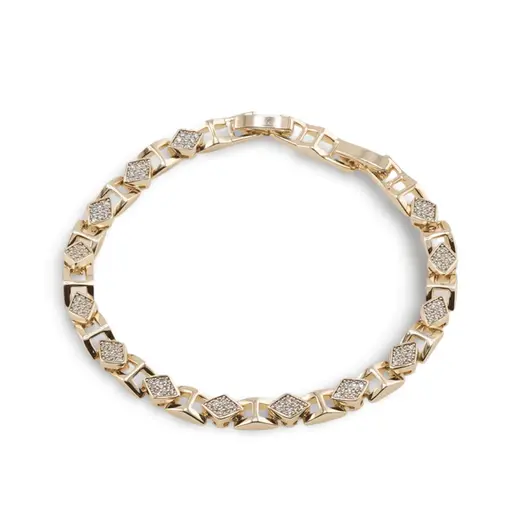 Bratara din cupru placat cu aur galben 18k, model rombic